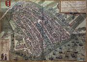 REMBRANDT Harmenszoon van Rijn Map of Amsterdam from Civitates Orbis Terrarum by Georg Brau and Frans Hogenburg painting